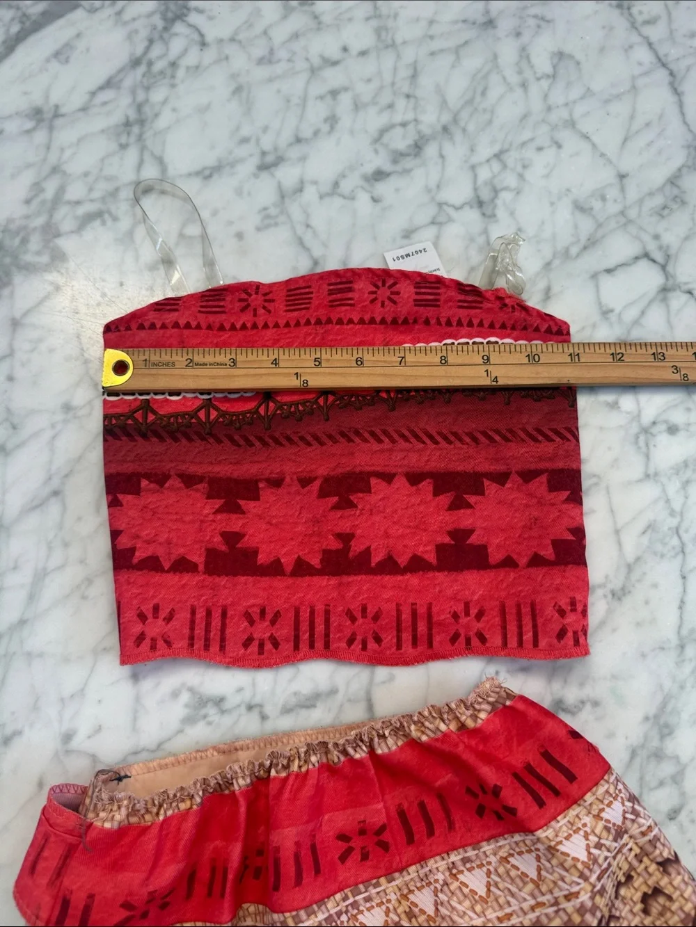 Moana Sz 4-6 Y Costume Two-Piece Tribal Crop Top & Fringe Skirt Set